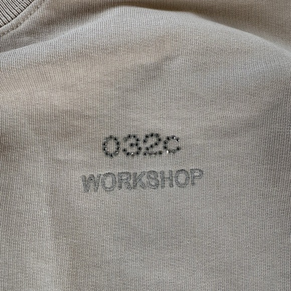 032C WORKSHOP Men Swarovksi Crystal Embroidered Crew Neck Pullover Sweatshirt S - Picture 3 of 14